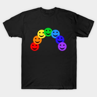 Happy Smiling Faces Rainbow Arc T-Shirt